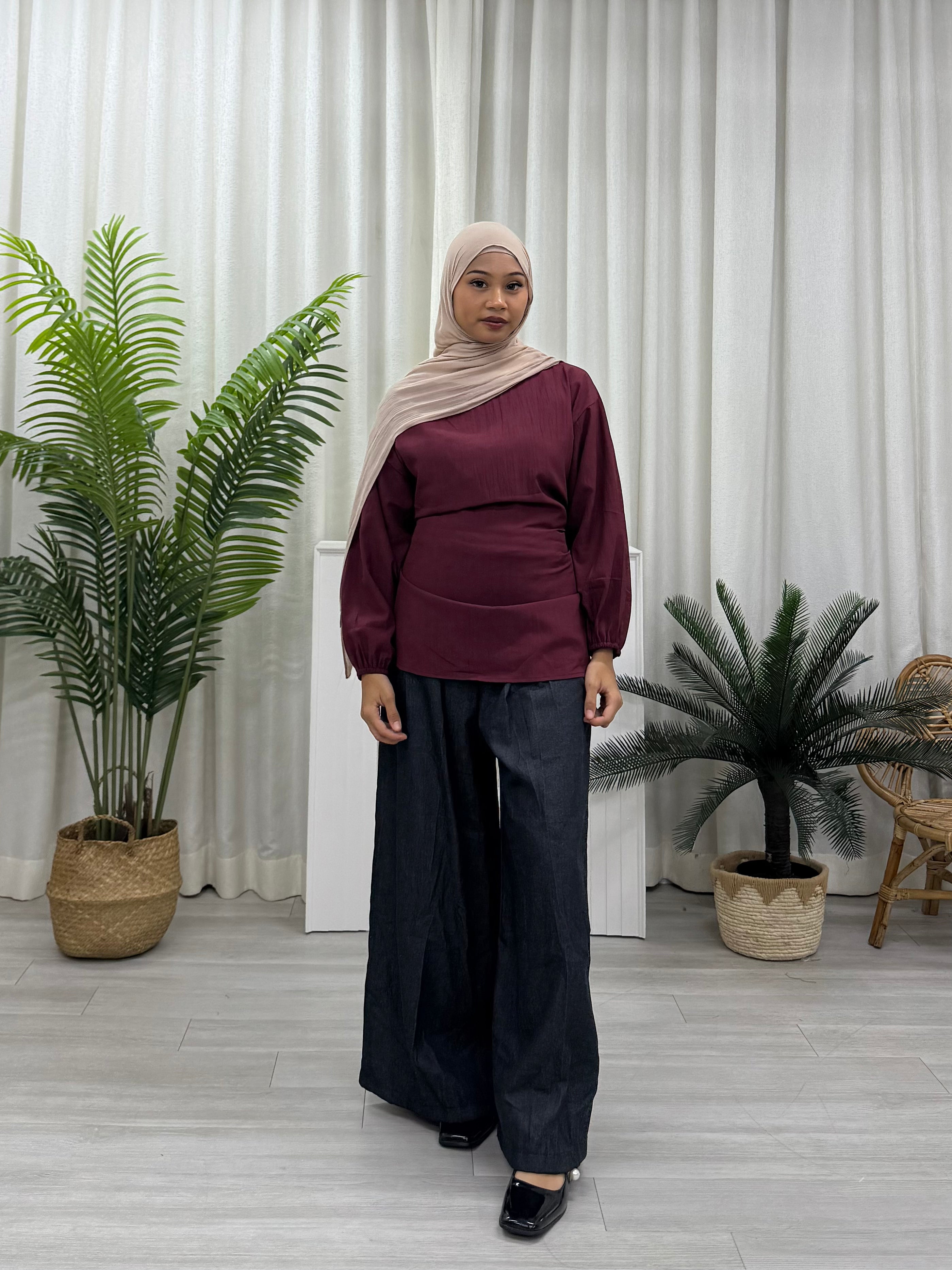 Hanis Basic Tie Blouse - Everyday Top