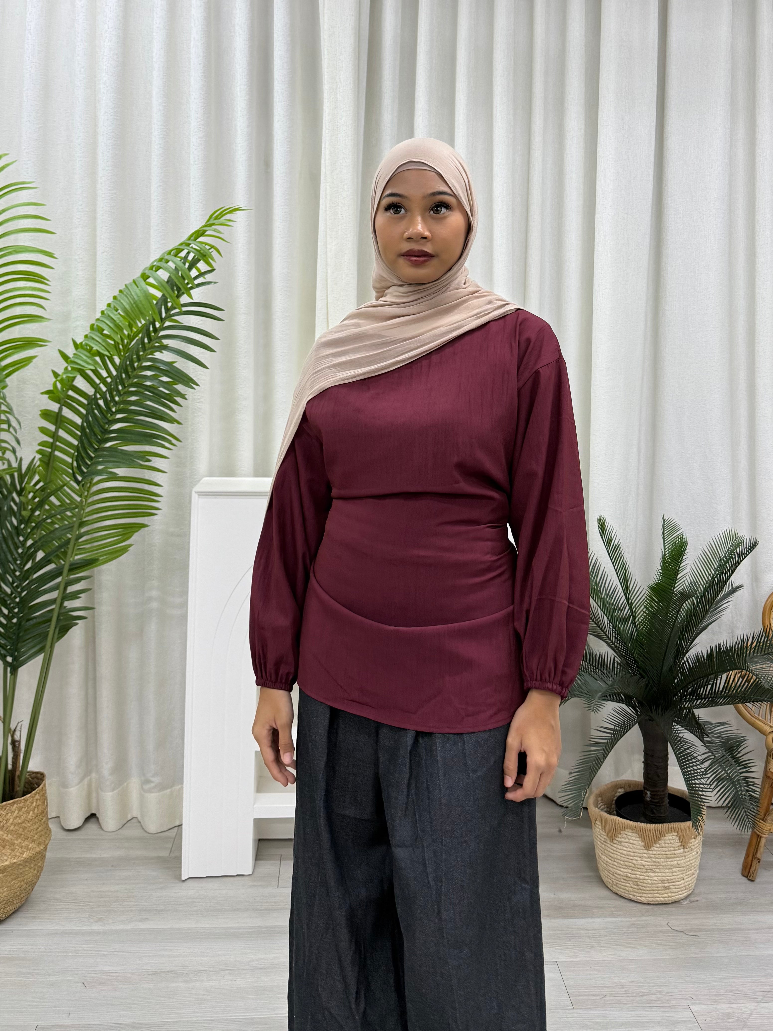 Hanis Basic Tie Blouse - Everyday Top