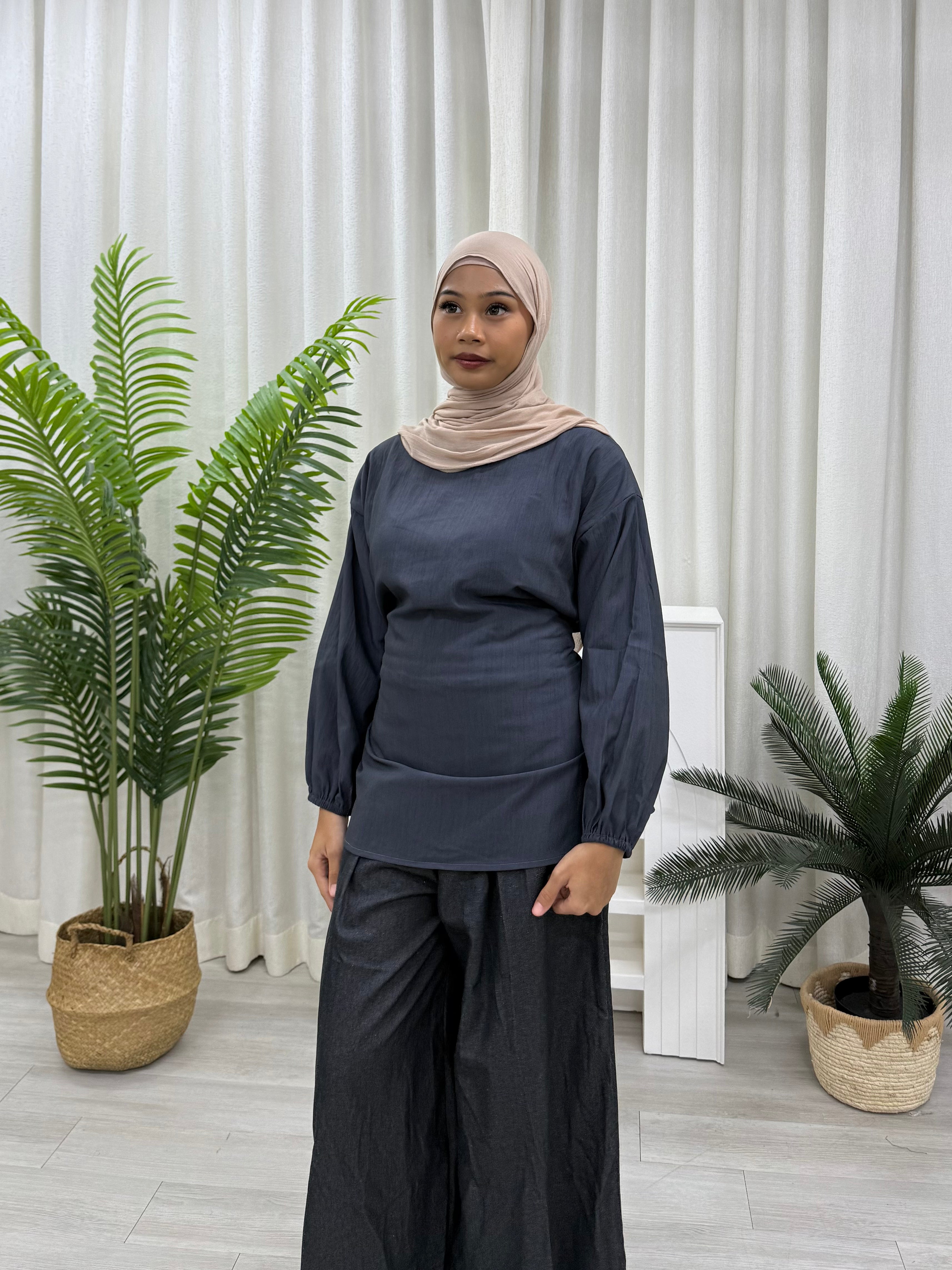 Hanis Basic Tie Blouse - Everyday Top