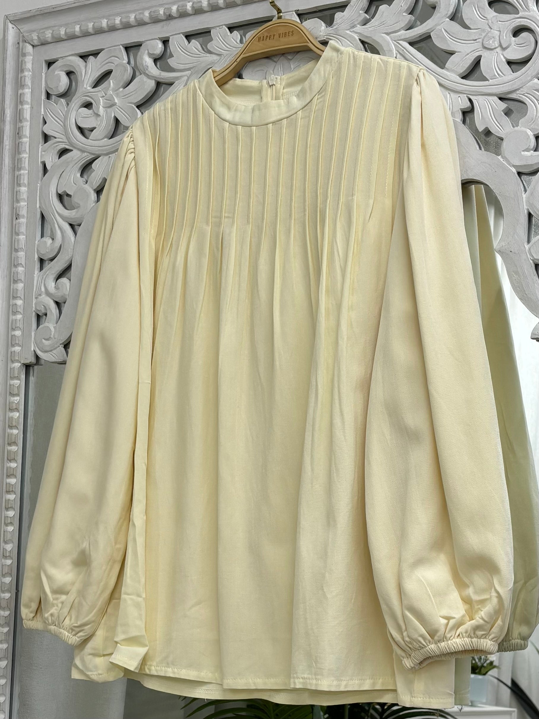 Rina Pleated Top Cotton Linen