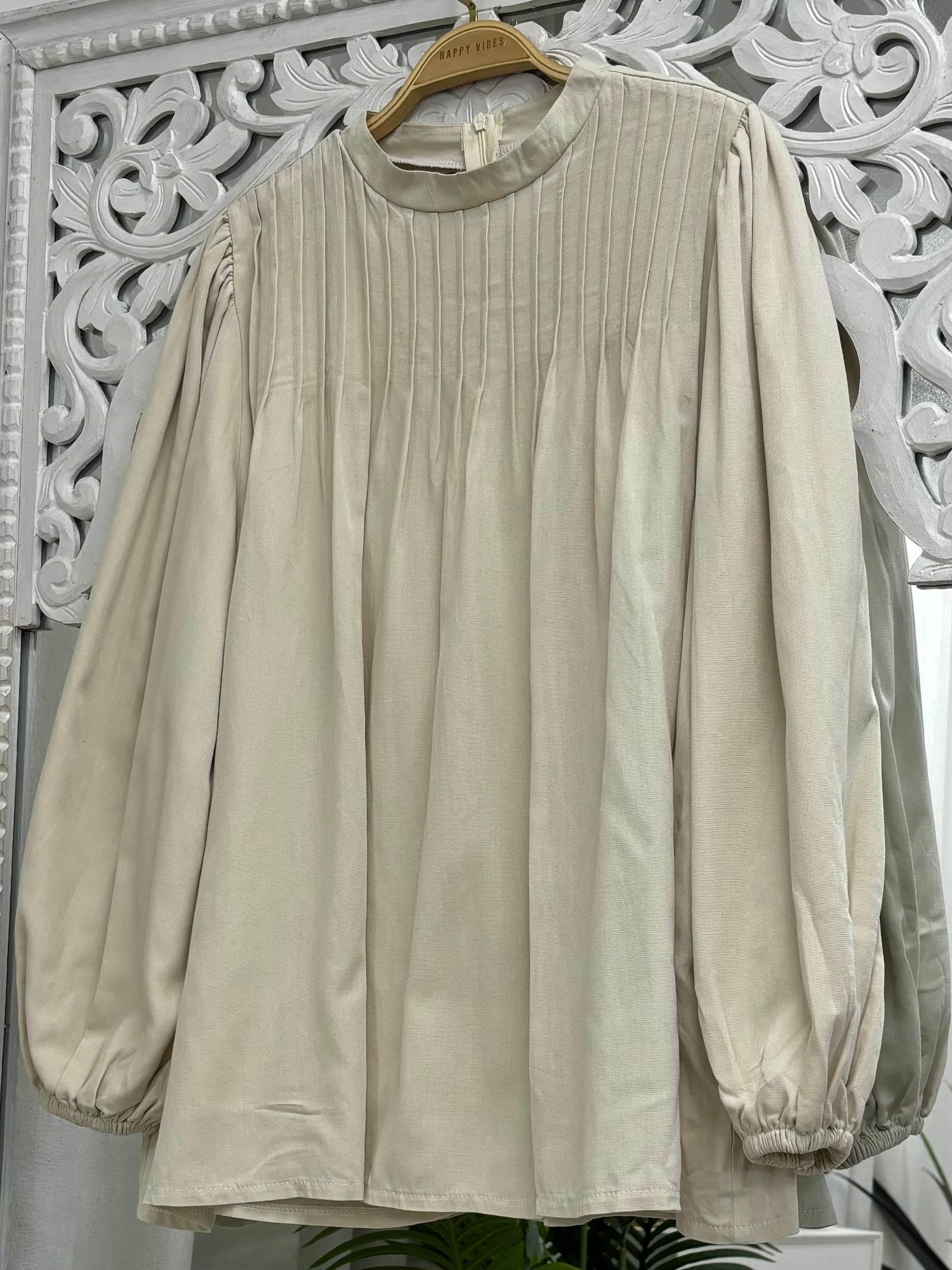 Rina Pleated Top Cotton Linen