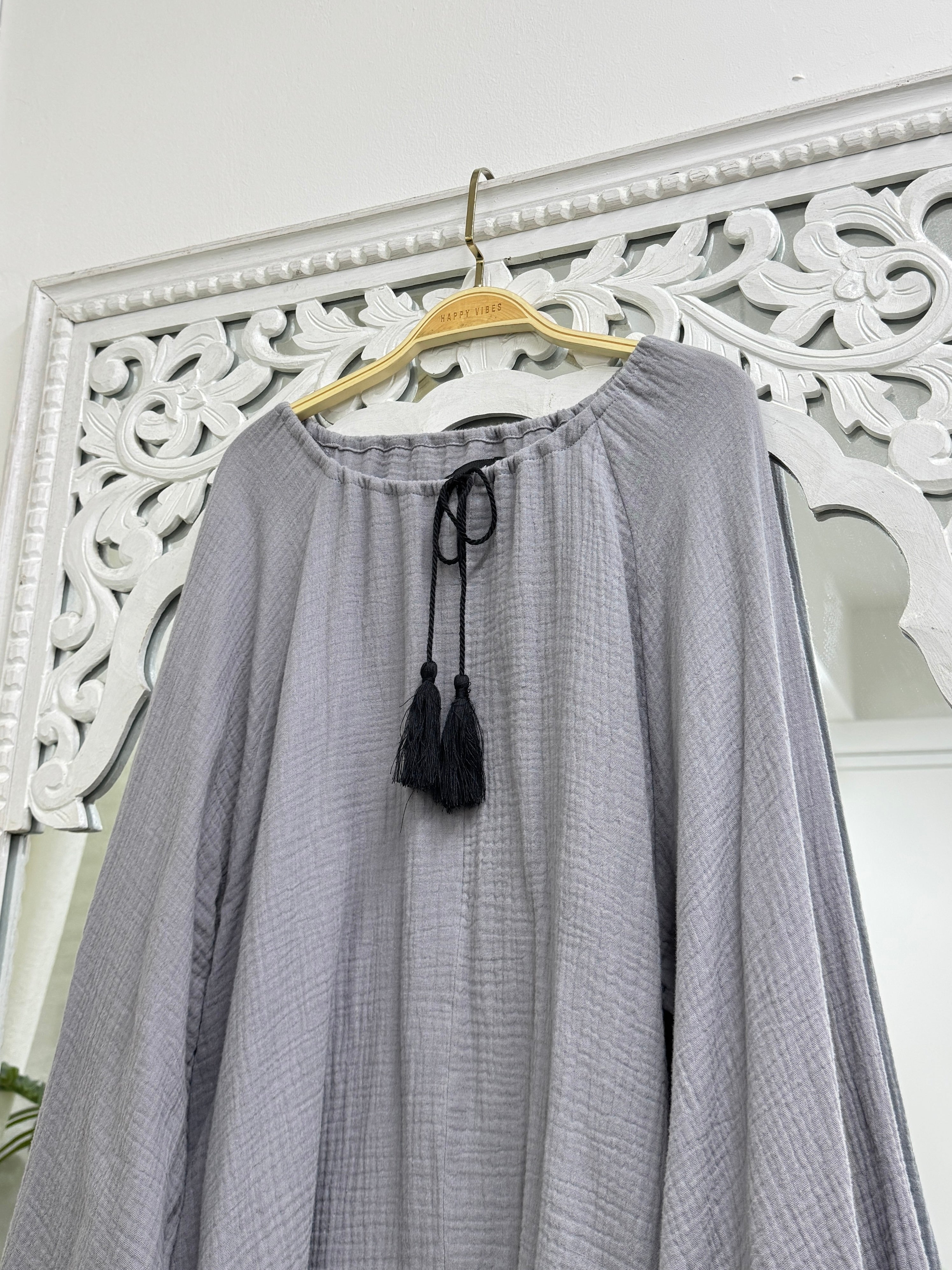 Tassel Cotton Foam Blouse