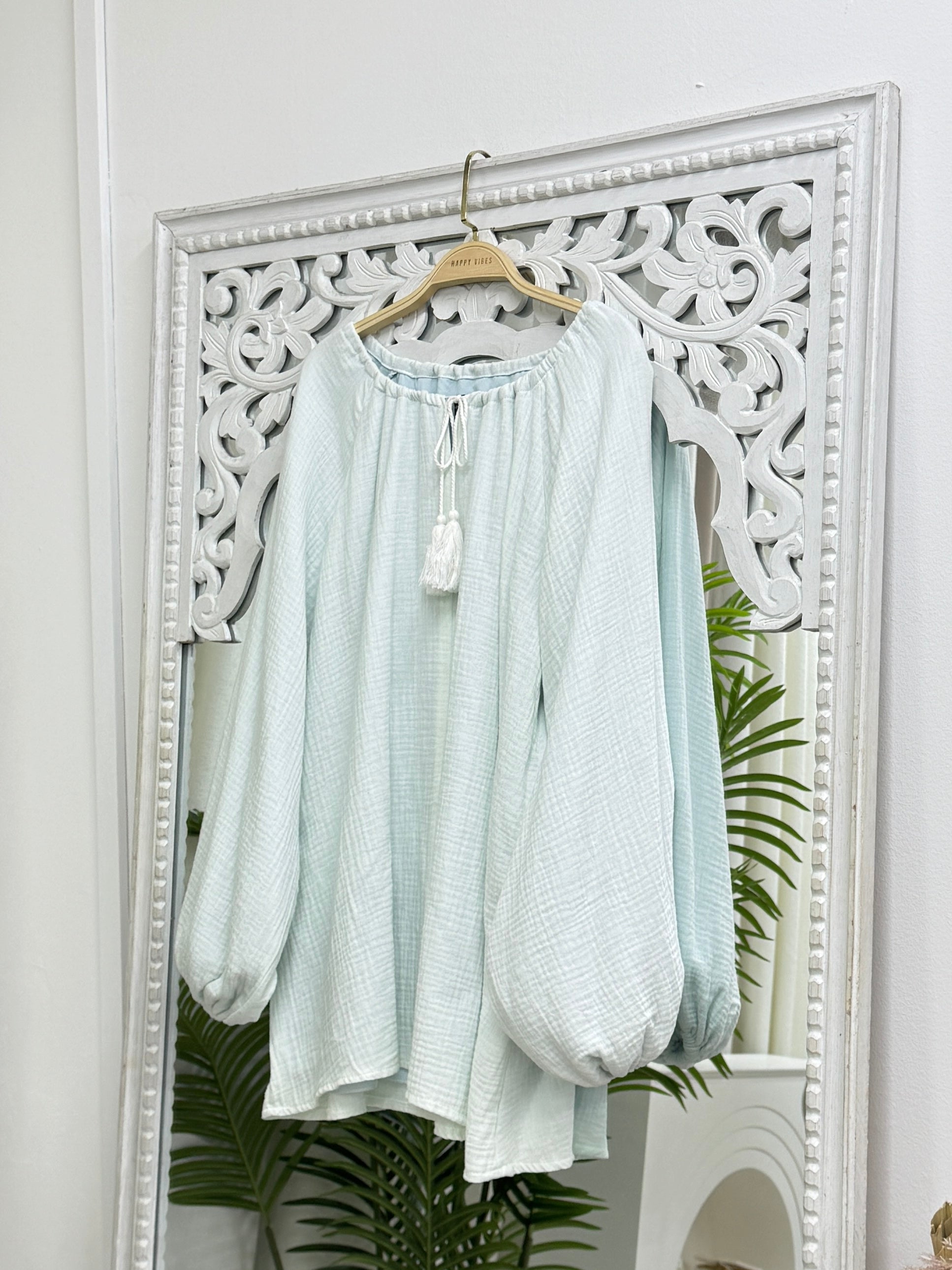 Tassel Cotton Foam Blouse