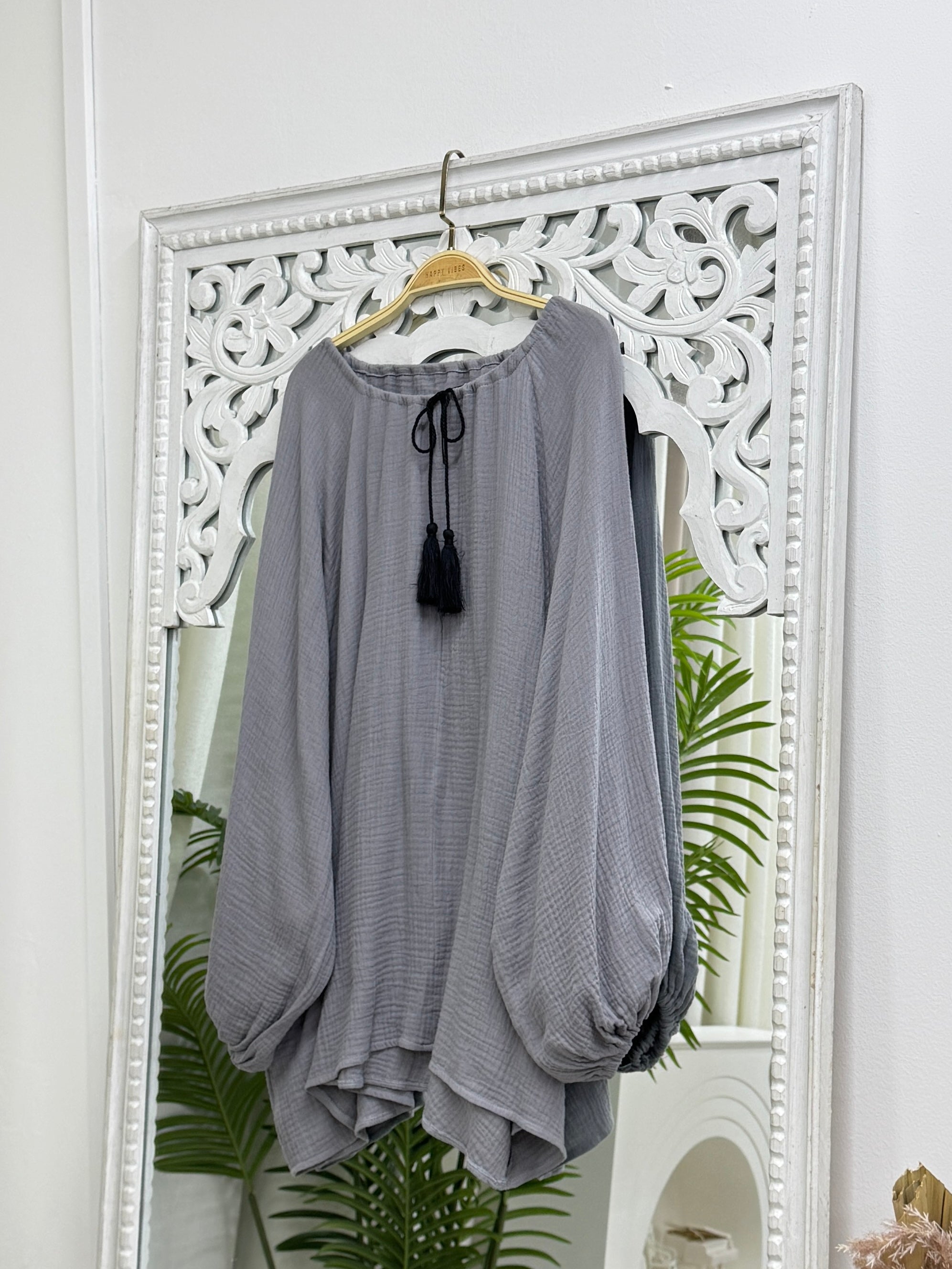 Tassel Cotton Foam Blouse