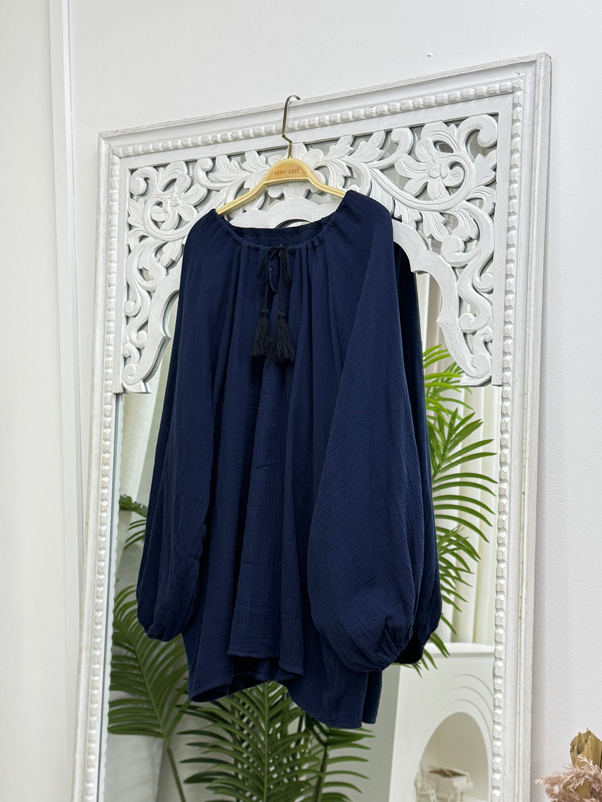 Tassel Cotton Foam Blouse