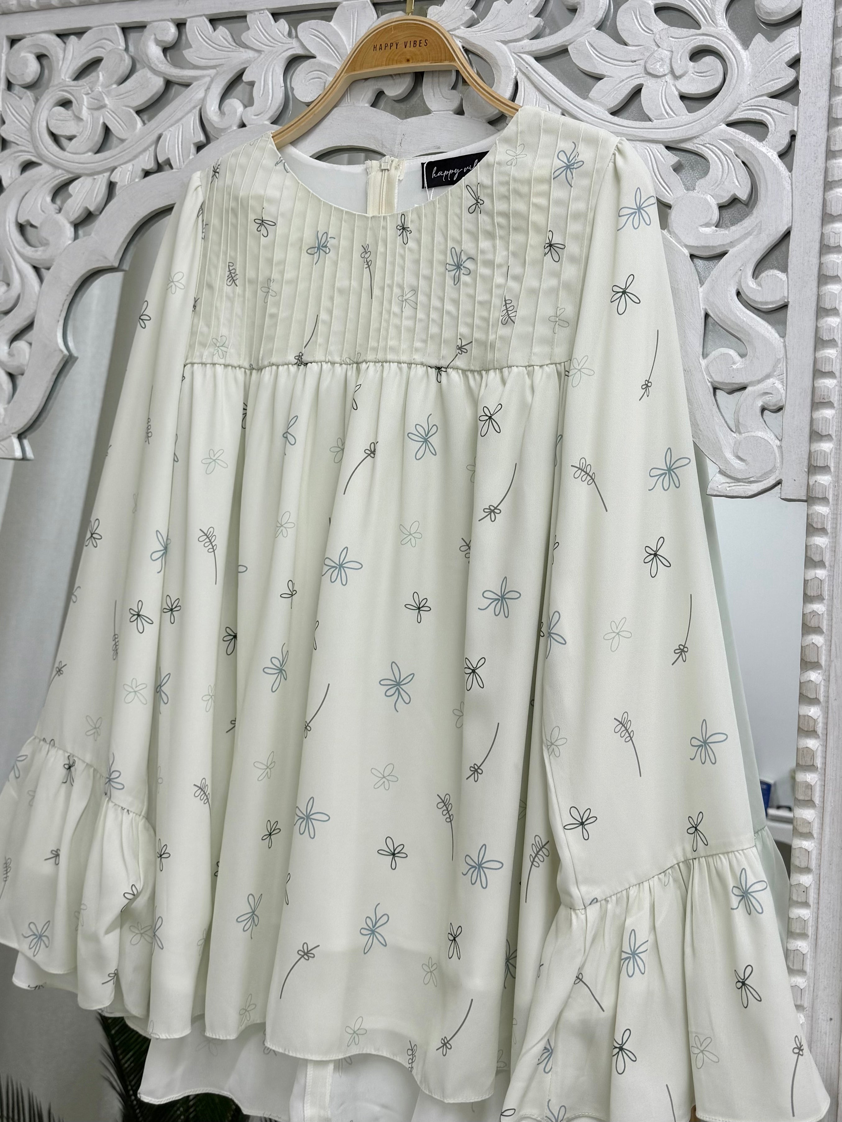 Ethereal Printed Flounce Top