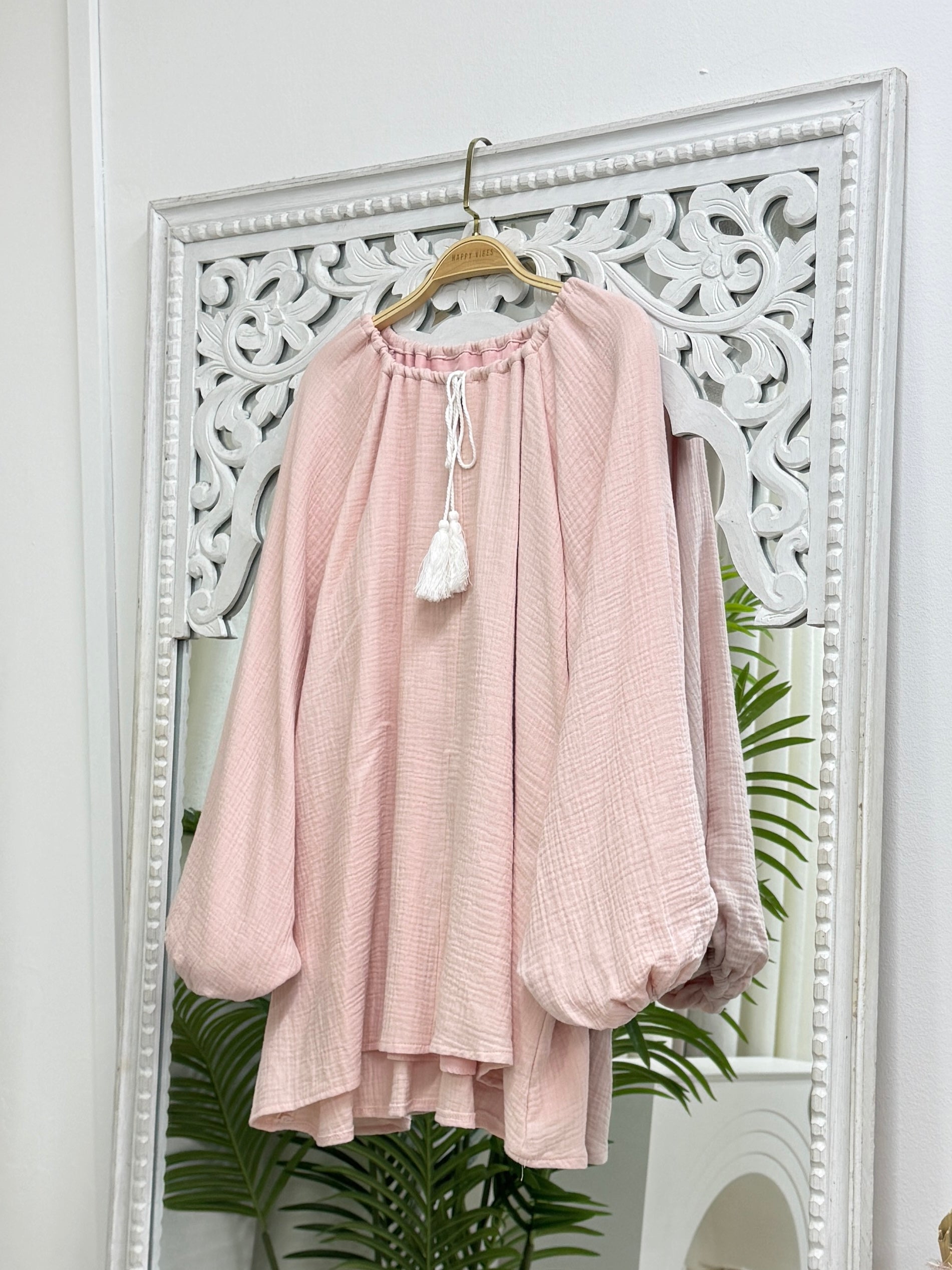 Tassel Cotton Foam Blouse