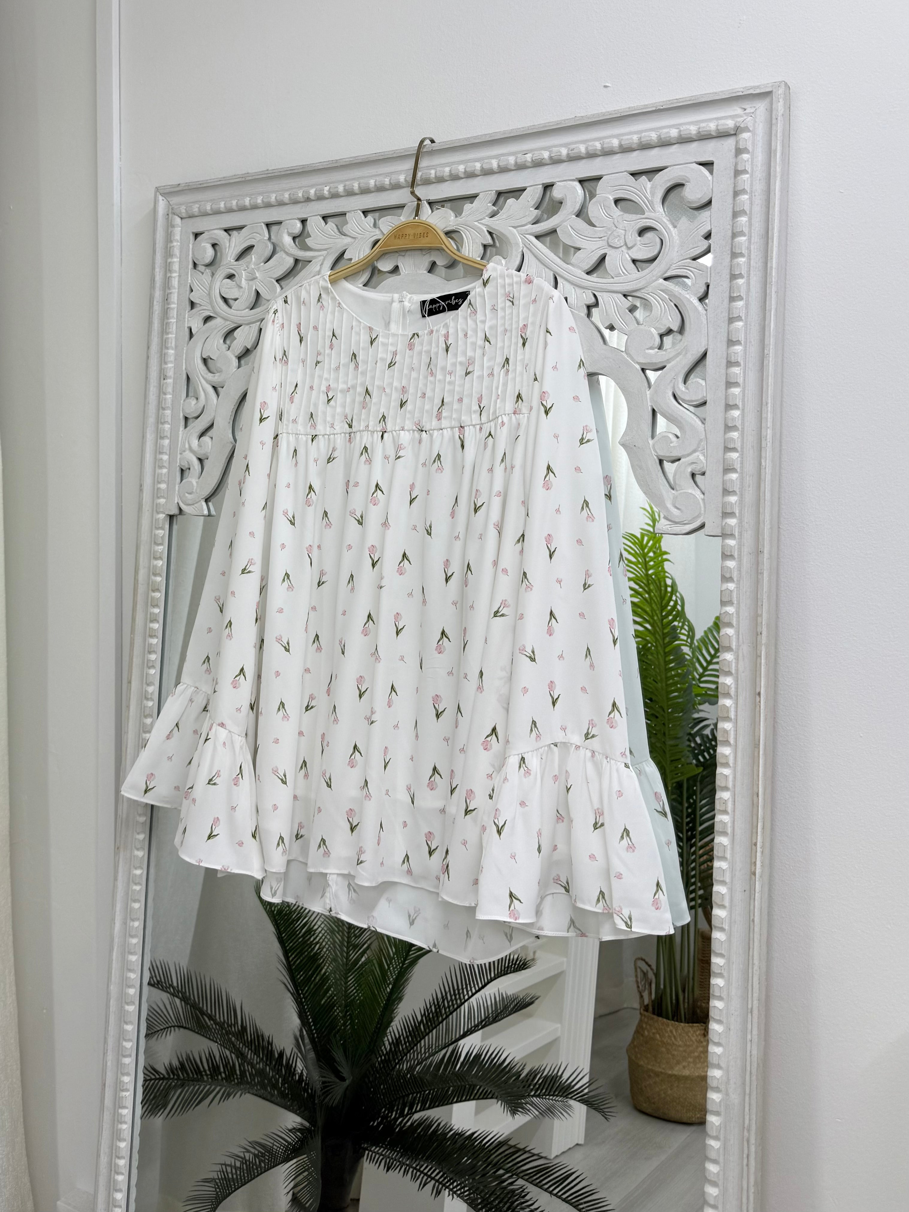 Ethereal Printed Flounce Top