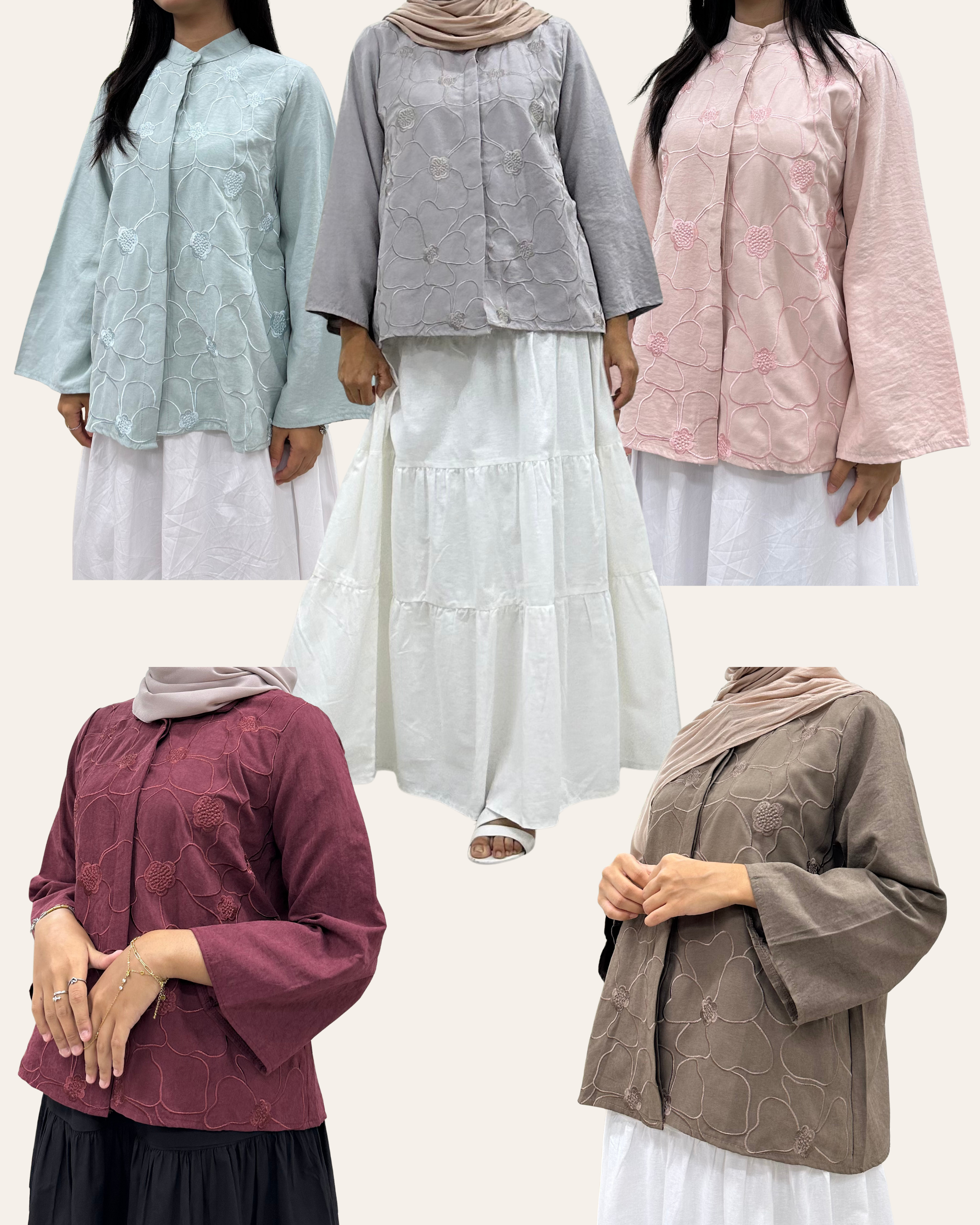 Floral Line Colour Top - Button