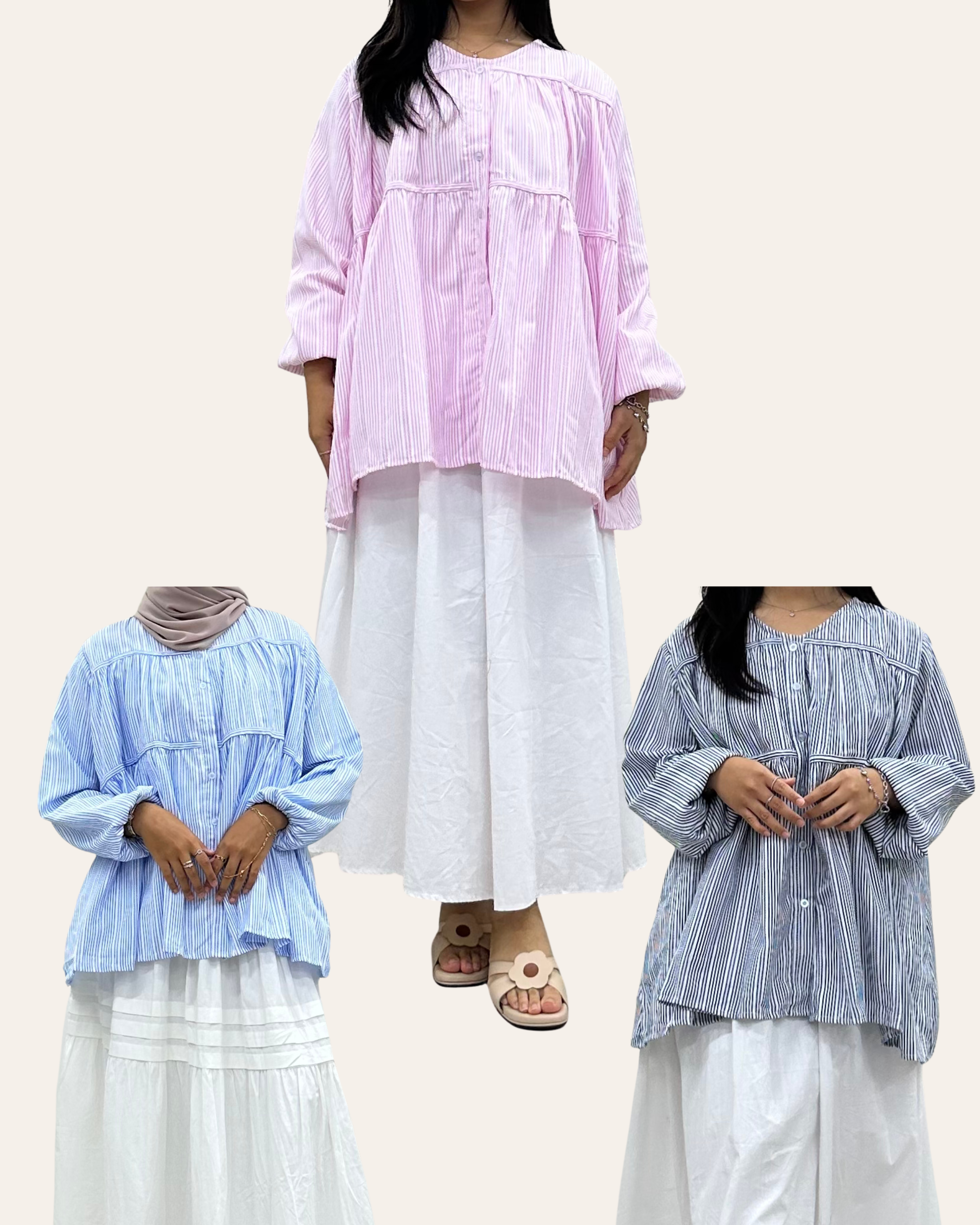 Candy Striped Button Blouse