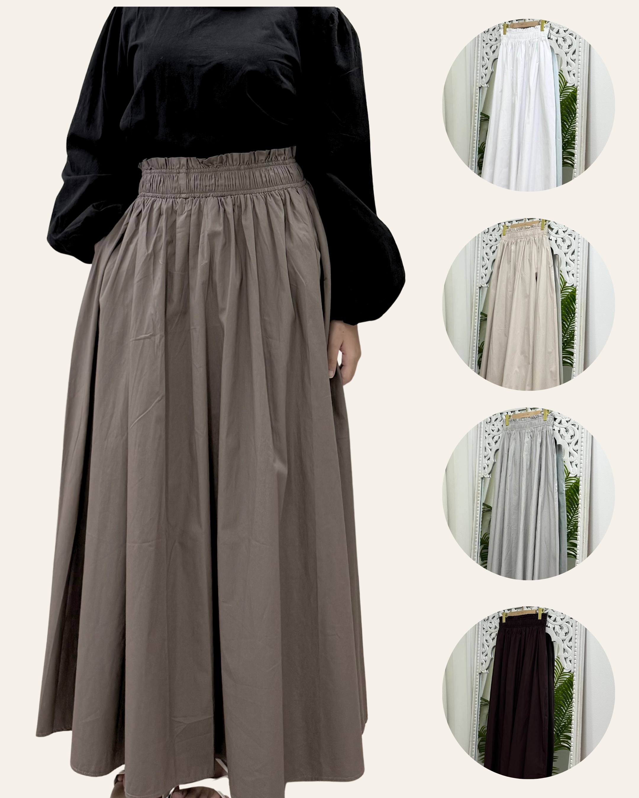 Smocked Waist Cotton Skirt