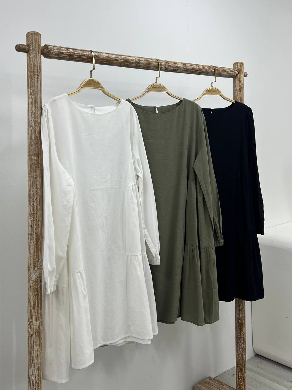 Side Tiered Linen Tunic - Elastic Sleeve