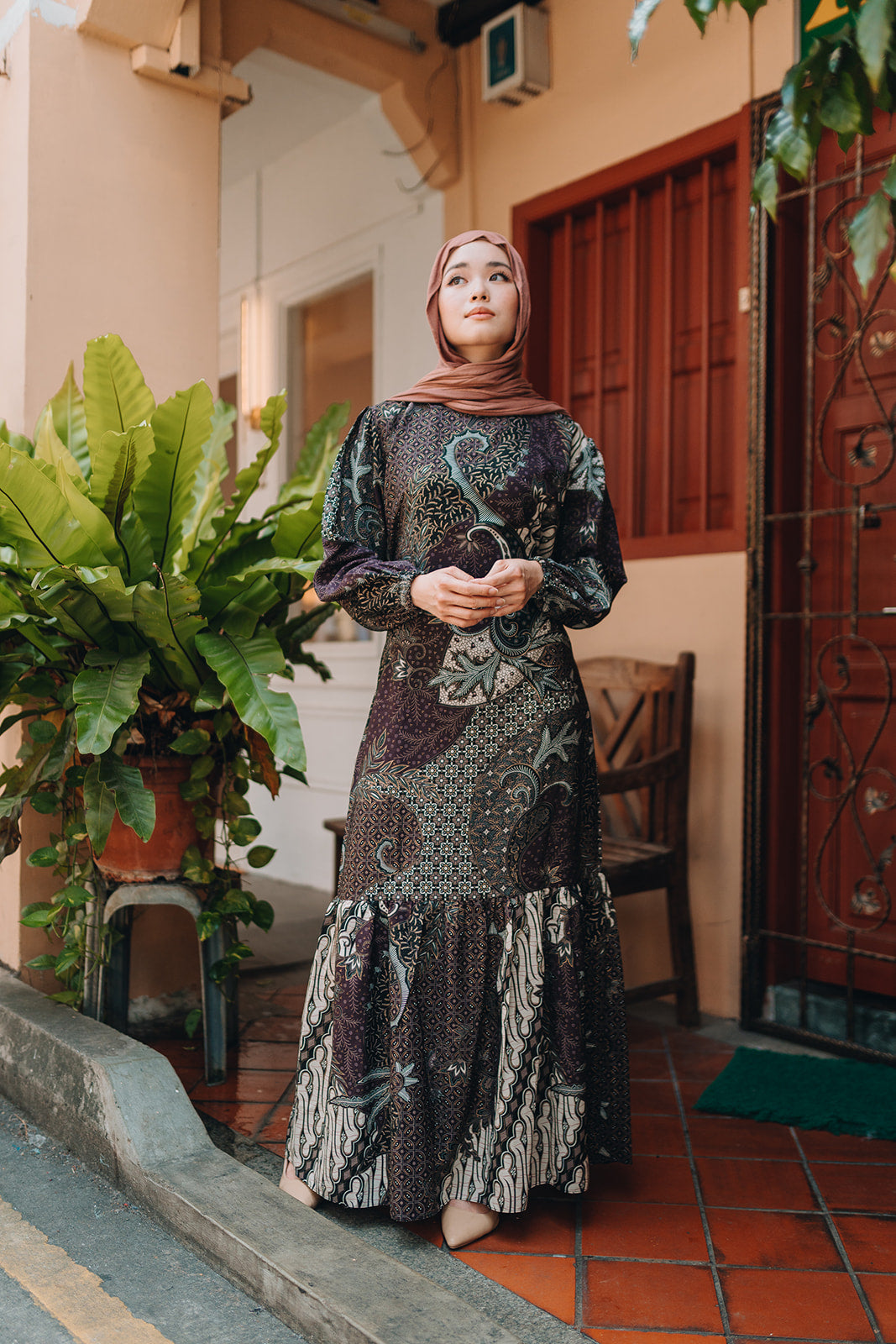 Batik Square Neck Ruffle Dress - Nafisah