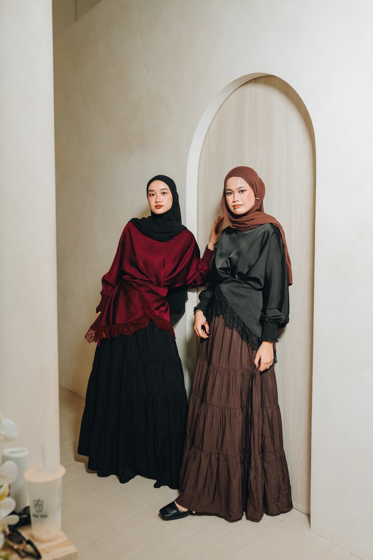 Amora Lace Satin Top HV Label