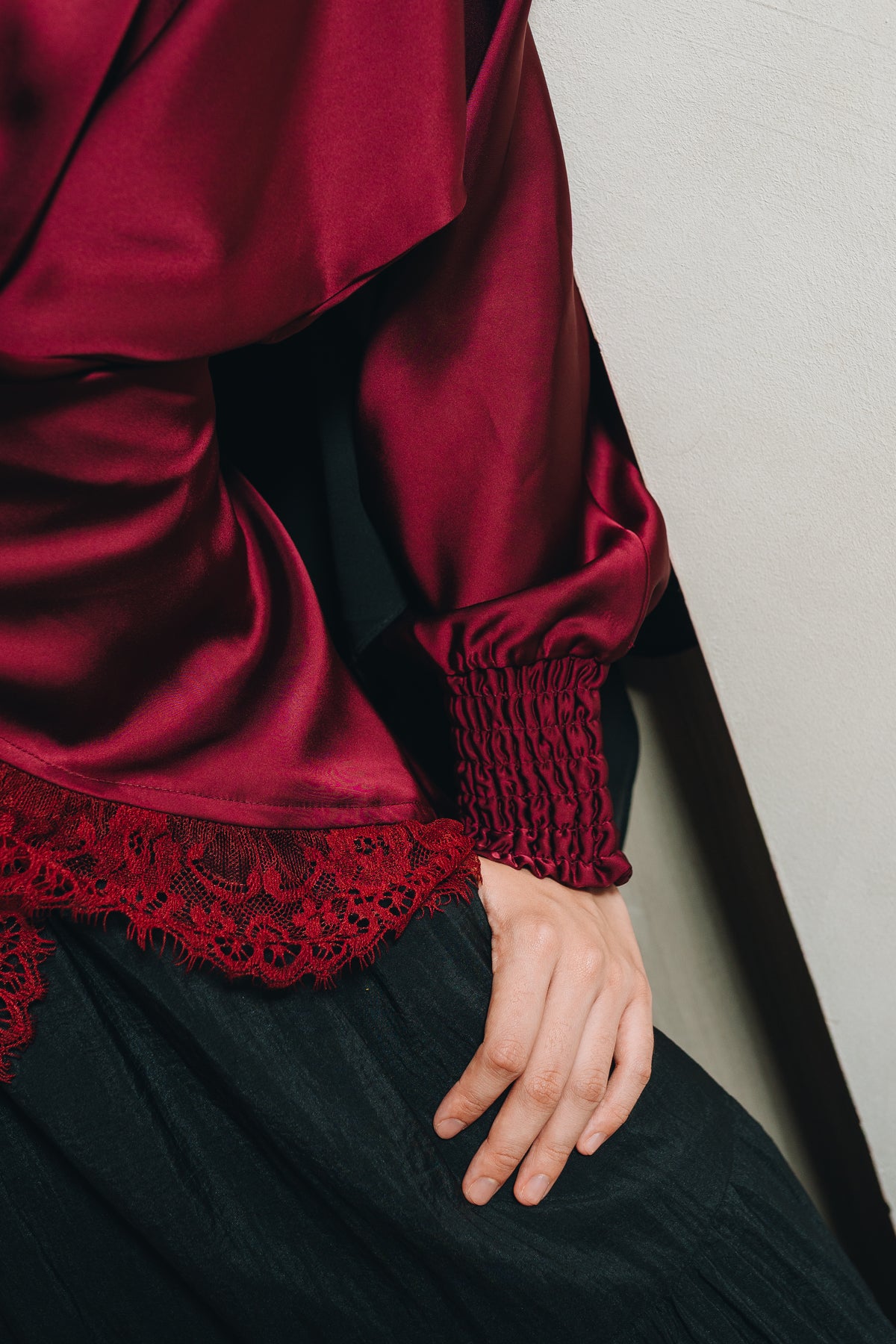 Amora Lace Satin Top HV Label