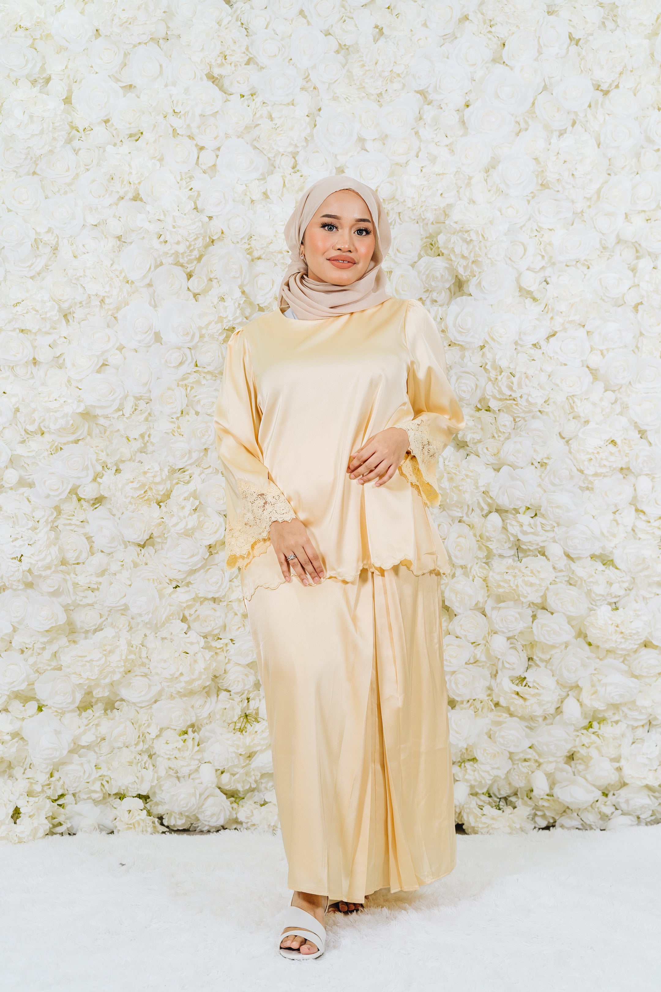 Alia Satin Lace Kurung Set