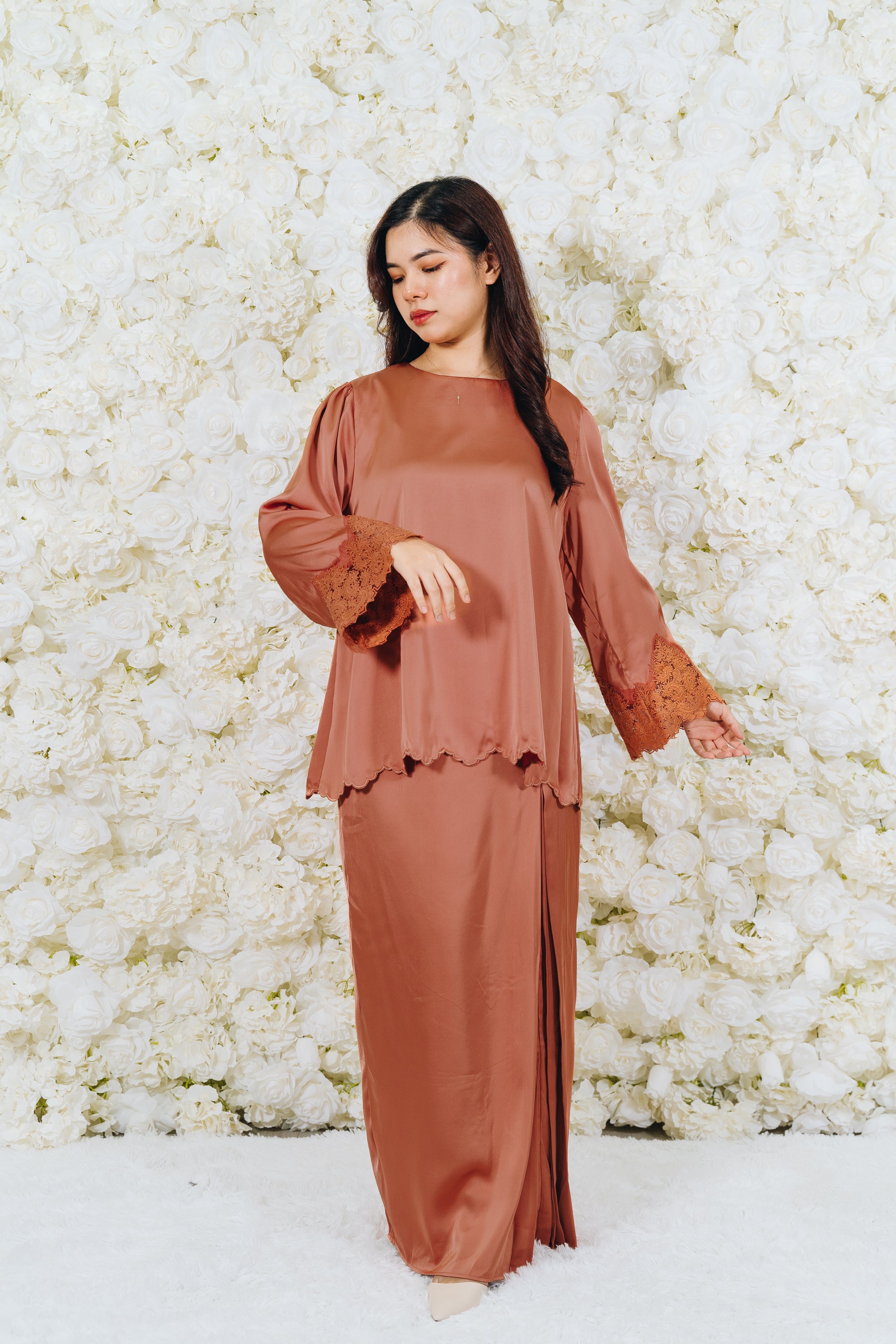 Alia Satin Lace Kurung Set