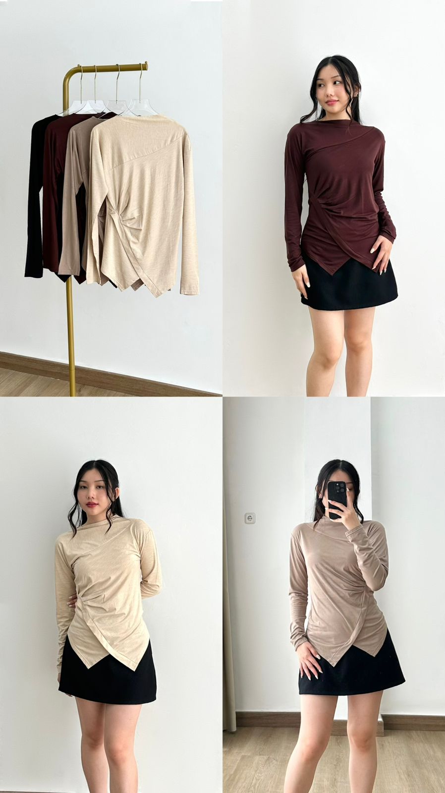 Soft Side Scrunched Asymmetrical Top