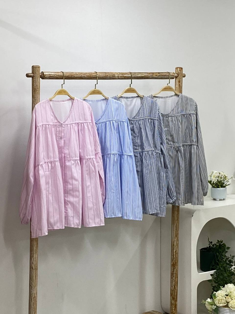 Candy Striped Button Blouse