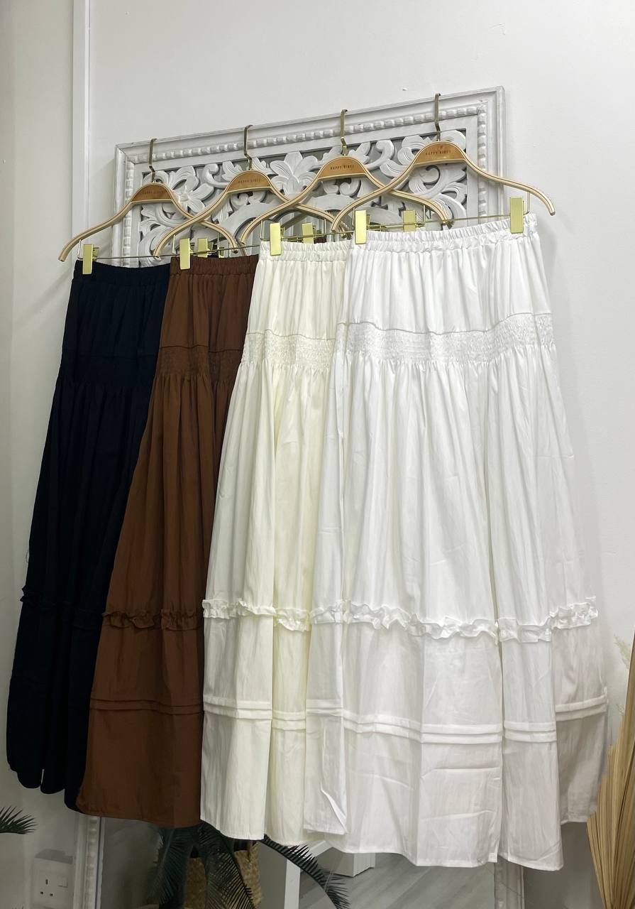 Ruffle Smocked Skirt - Small Pleat Detail