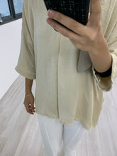 Load image into Gallery viewer, VNeck Zipper Crinkle Satin Top VZCST

