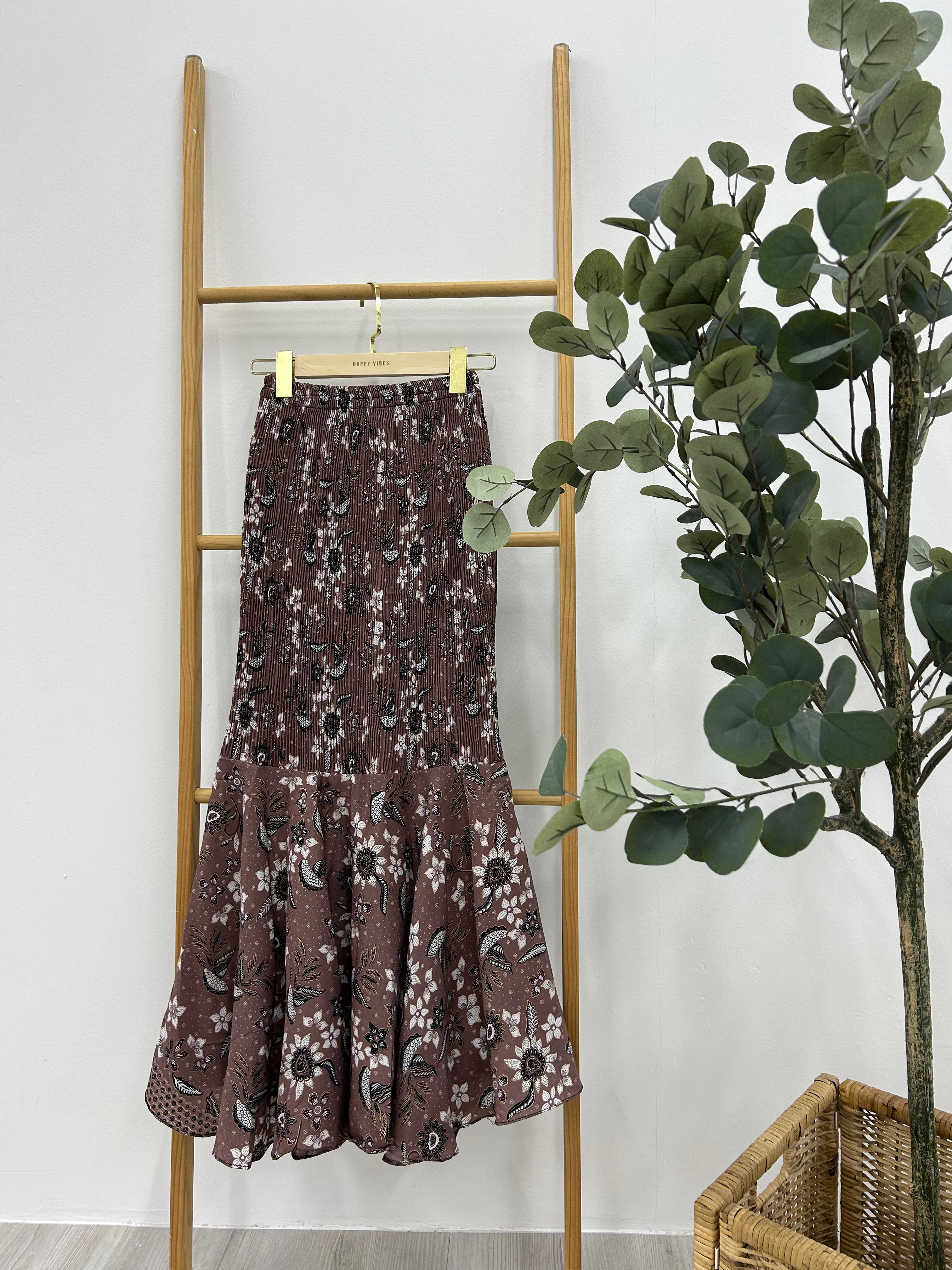 Mermaid Pleated Batik Skirt - Floral land