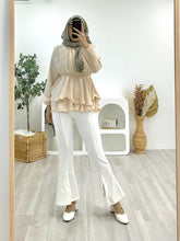 Load image into Gallery viewer, Layered Peplum Crinkle Satin Top LPCST