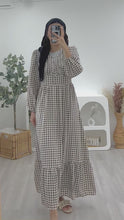 Load and play video in Gallery viewer, Milkmaid Checkered Maxi Dress MCMD