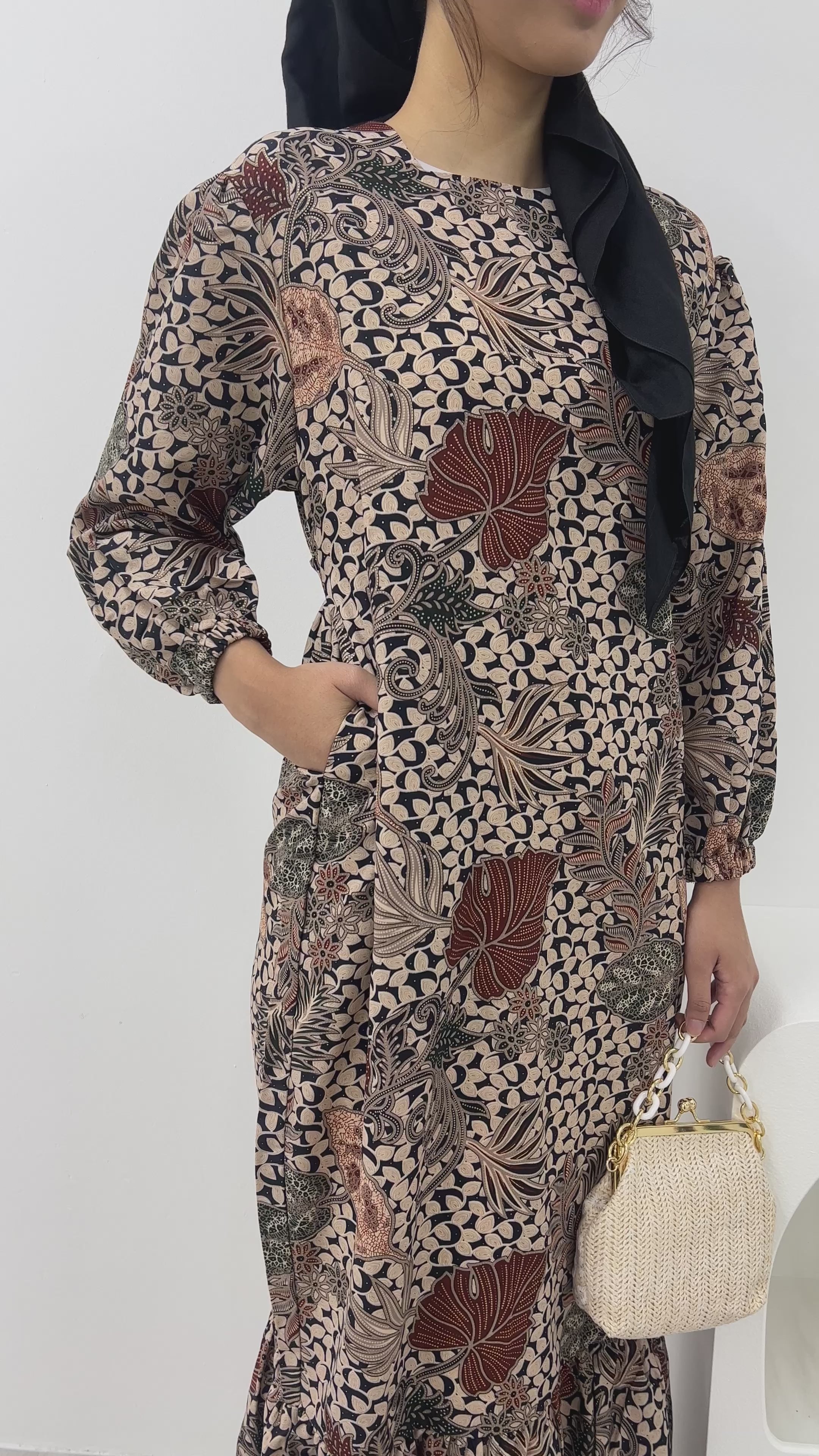 Batik Square Neck Ruffle Dress - DesertLeaves