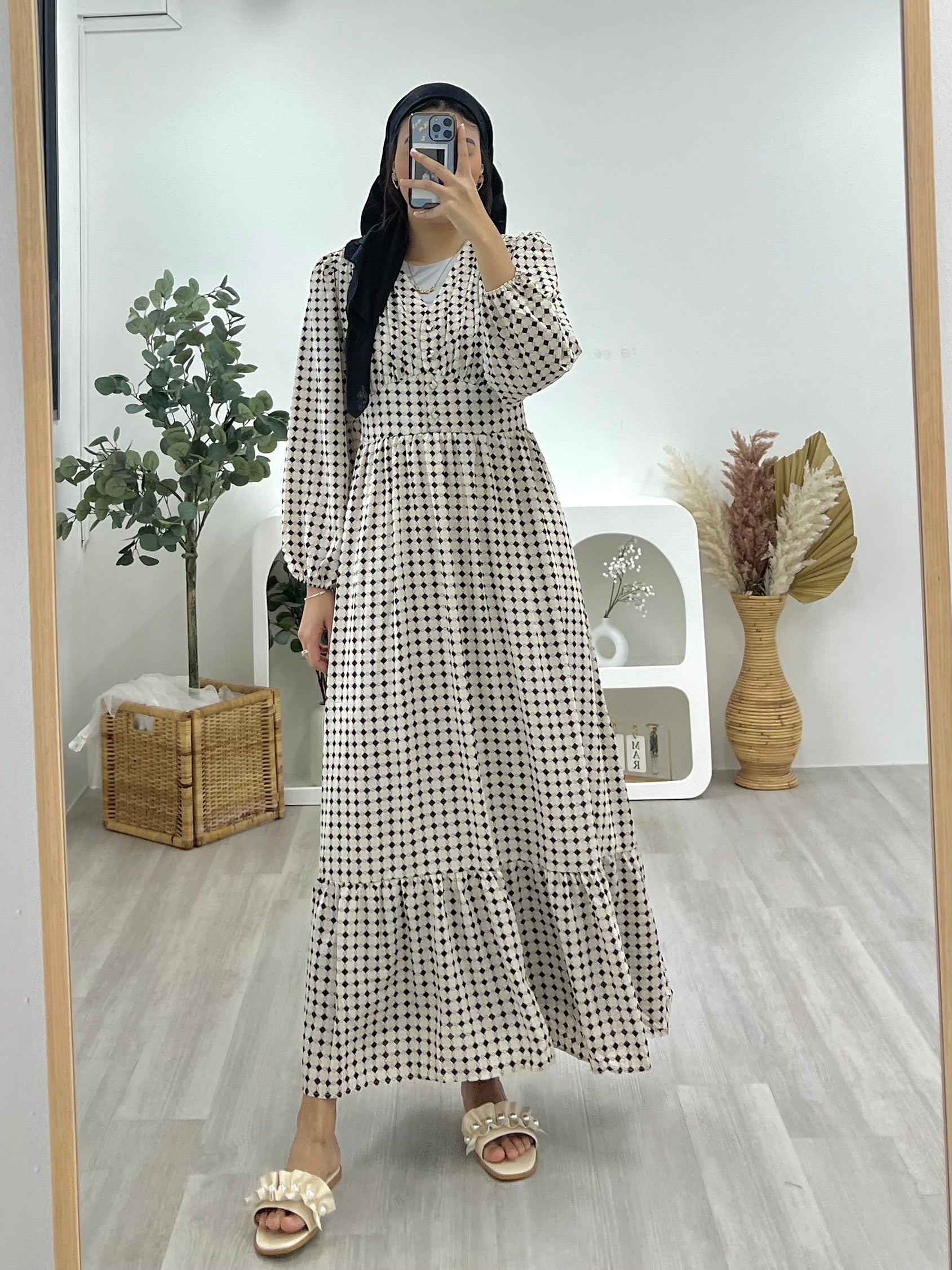 Milkmaid Checkered Maxi Dress MCMD Happy Vibes Milkmaid Checkered Maxi Dress MCMD Happy Vibes
