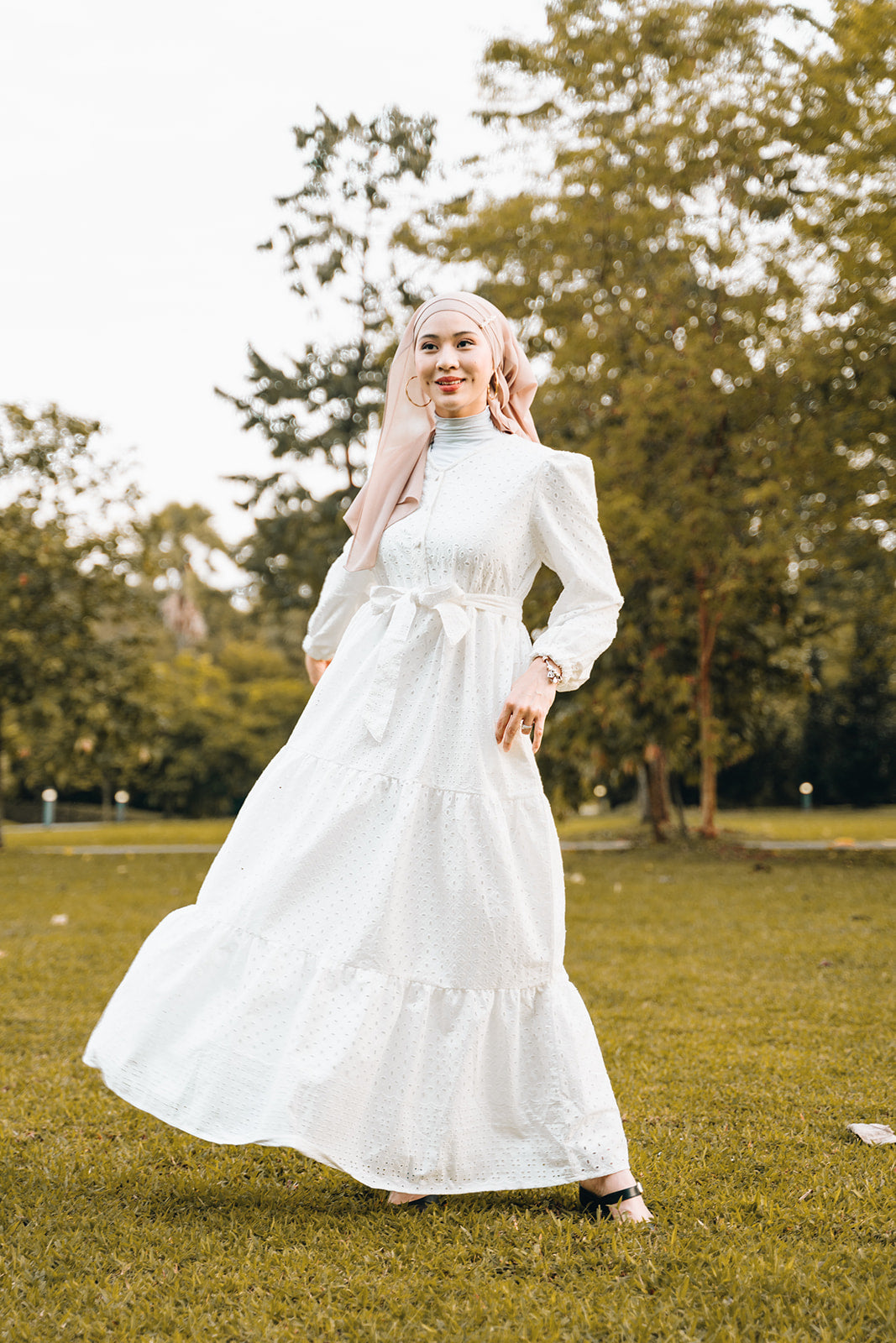 Angel Eyelet Dress White