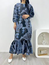 Load image into Gallery viewer, Batik Square Neck Ruffle Dress - NightBliss