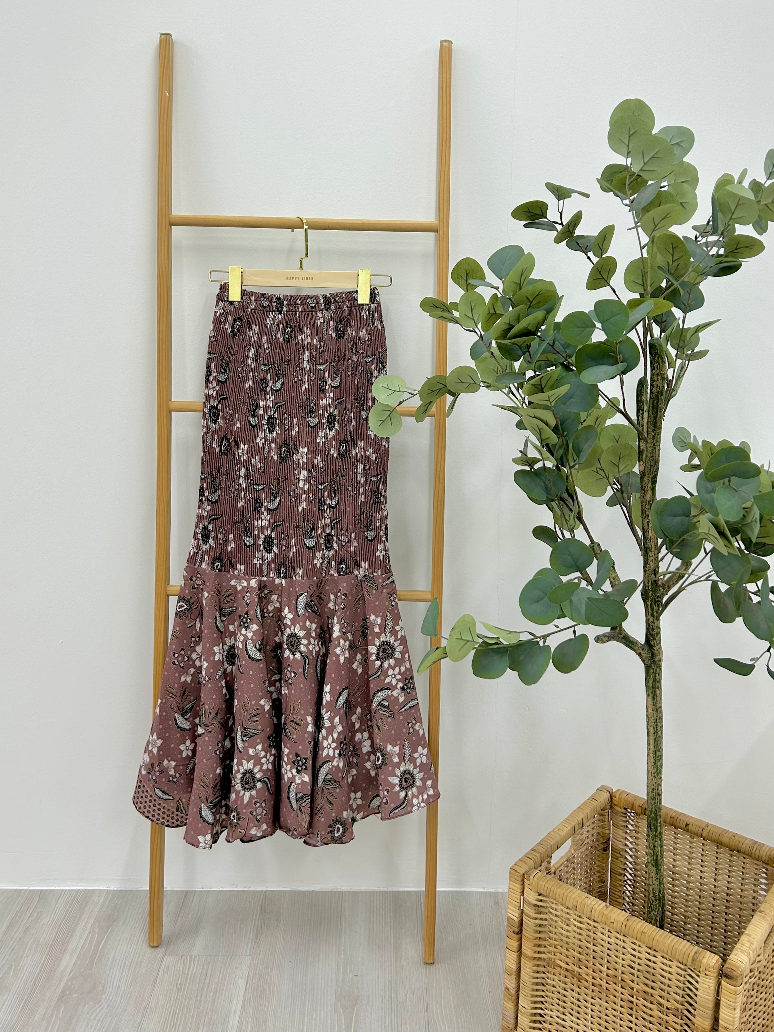 Mermaid Pleated Batik Skirt - Floral land