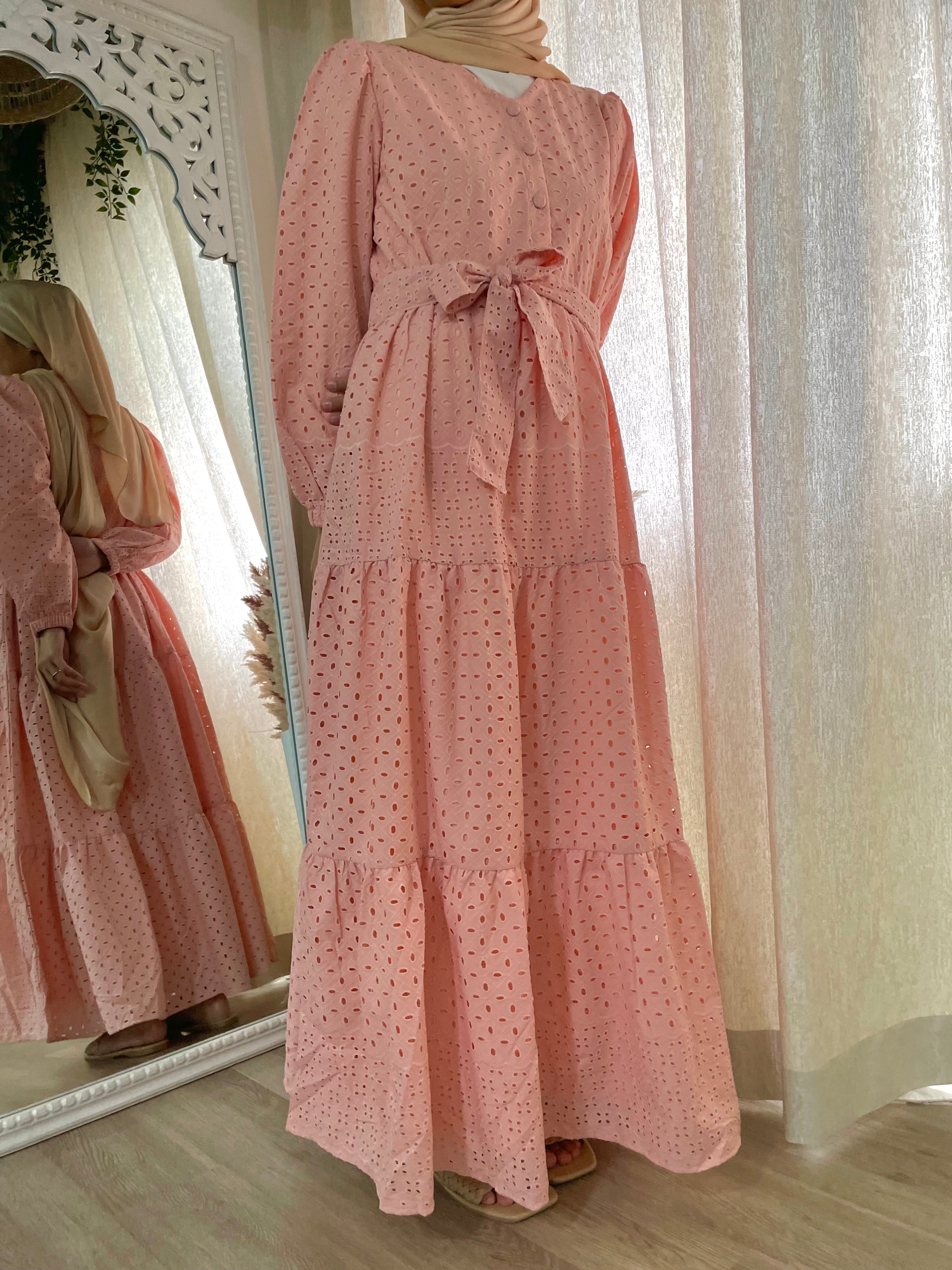 Angel Eyelet Dress Peach